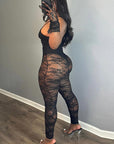 Sexy Autumn Women's Jumpsuit with Sheer Details