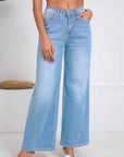 Fashionable Loose Stitching Wide Leg Jeans