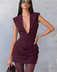 Elegant Deep V Neck Mini Dress for Women