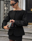 Chic Black Long Sleeve Blazer Dress Set