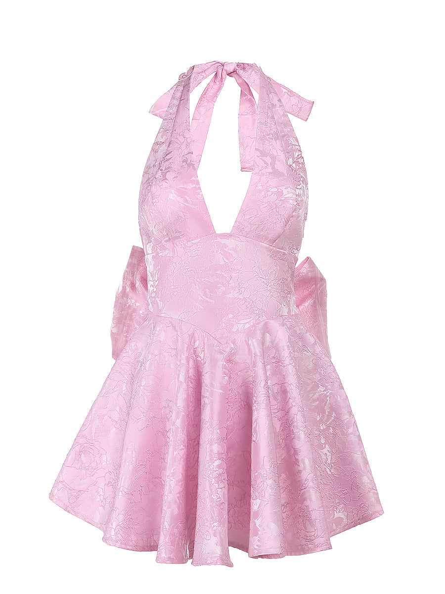 Elegant Spring Halter Neck Floral Dress