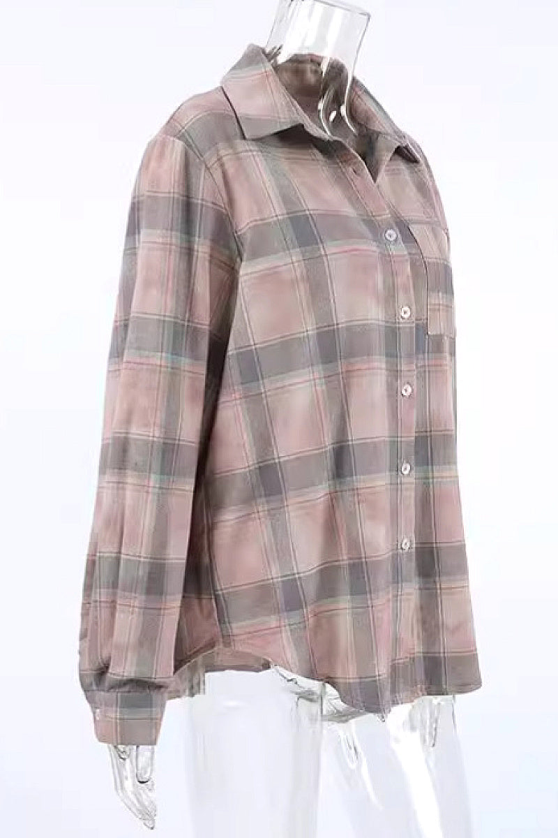 Plaid Long Sleeve Shirt for Women