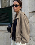 Suede Jacket for Women in Khaki