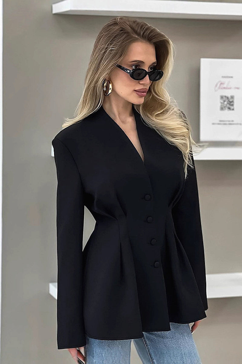 Elegant Slim Fit V-Neck Blazer for Women