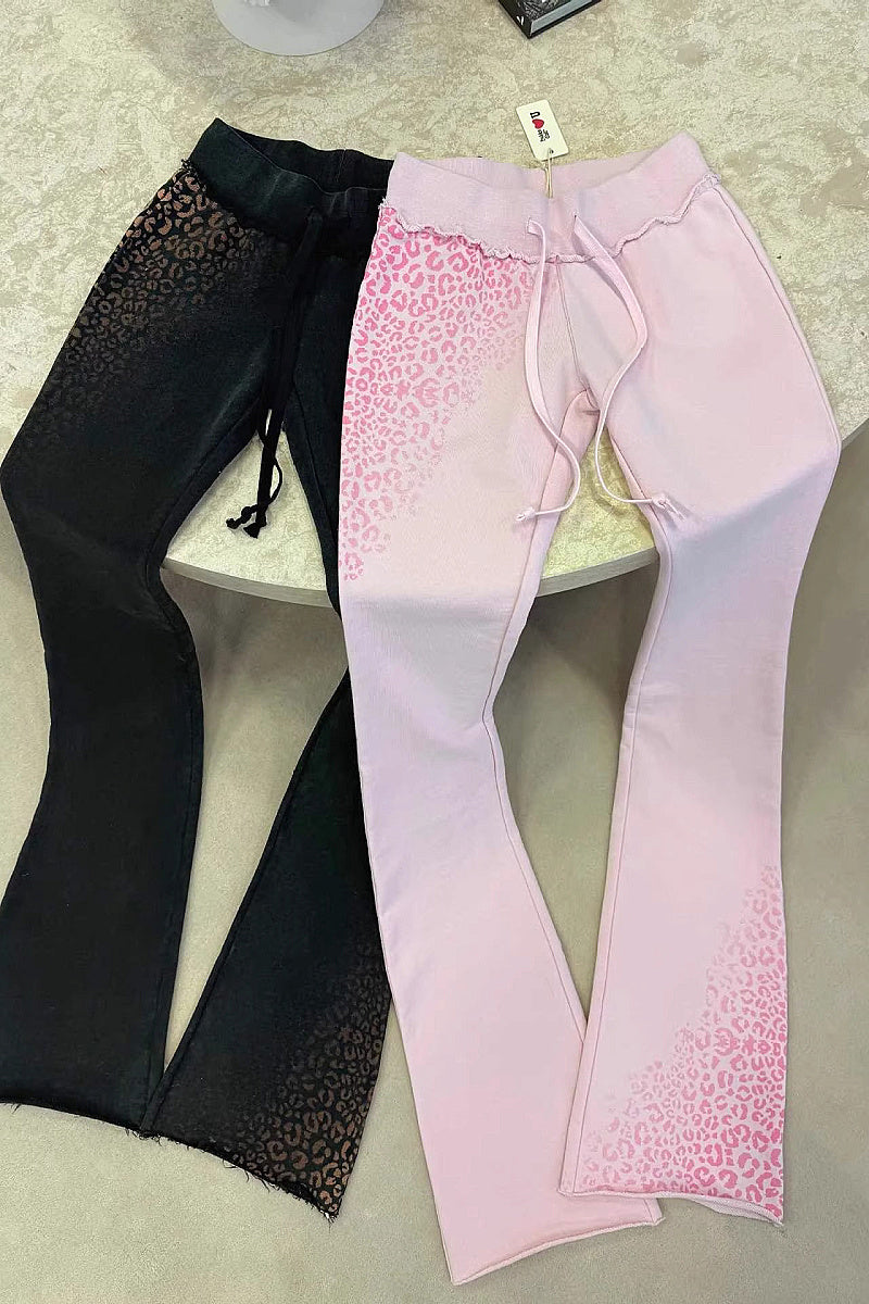 Trendy Pink Hooded Sweatshirt and High-Waisted Pants Set