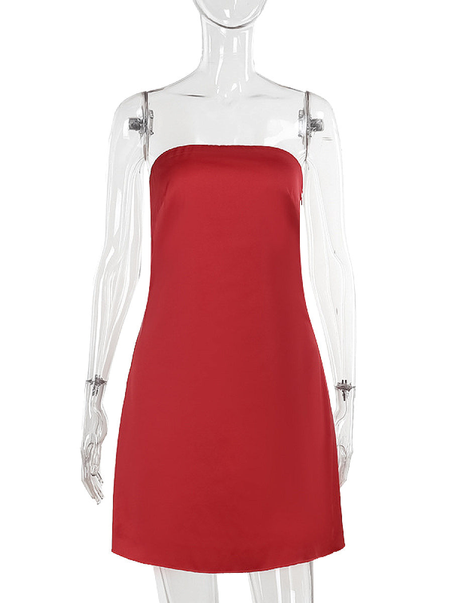 Elegant Strapless Satin Mini Dress