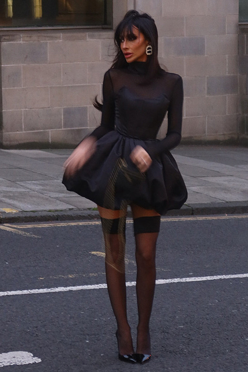 Elegant Autumn Bubble Hem Dress for Women