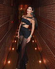 Sexy Sheer Mesh Strapless Wide Leg Jumpsuit