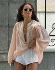 Autumn Fashion Hollow Lace-Up Blouse