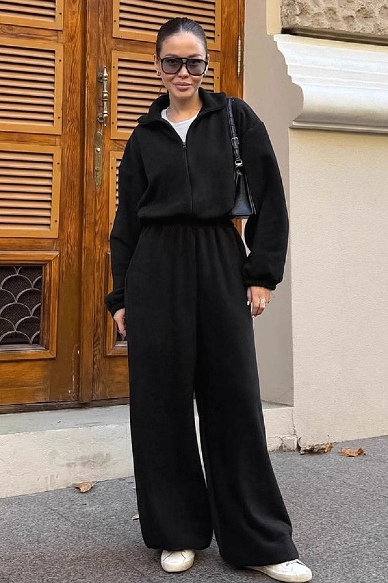 Casual White Fleece Jumpsuit for Women