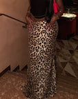 Leopard Print Sequin Layered Skirt for Women