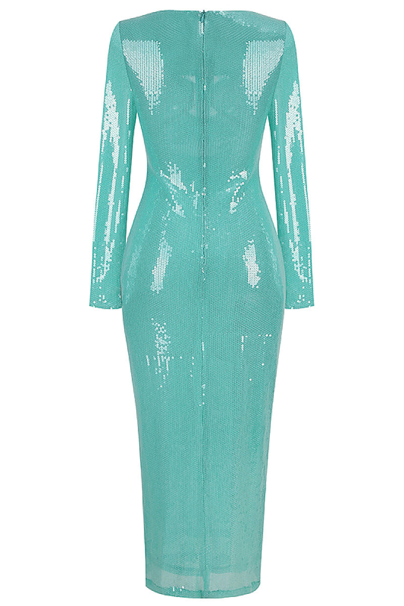 Fashionable Sexy V-Neck Long Sleeve Dress