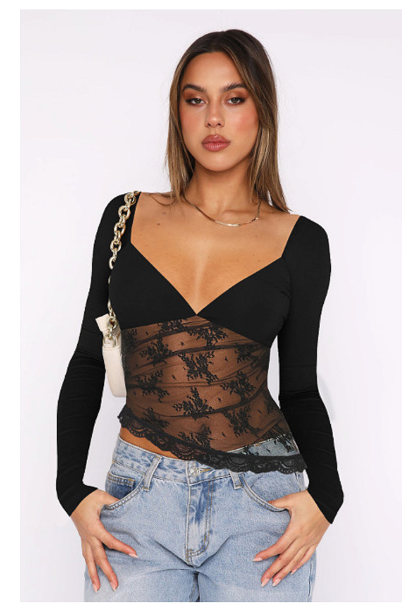 New Lace Patchwork Sexy Top for Women