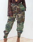 Camouflage Slim Fit Ripped Casual Pants