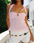 Summer 2025 Backless Crop Top with Tie