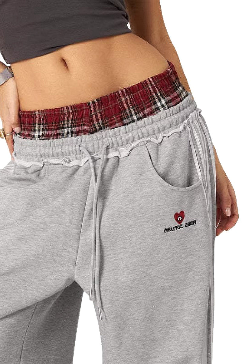 Retro Striped Embroidered Sports Pants for Men and Women