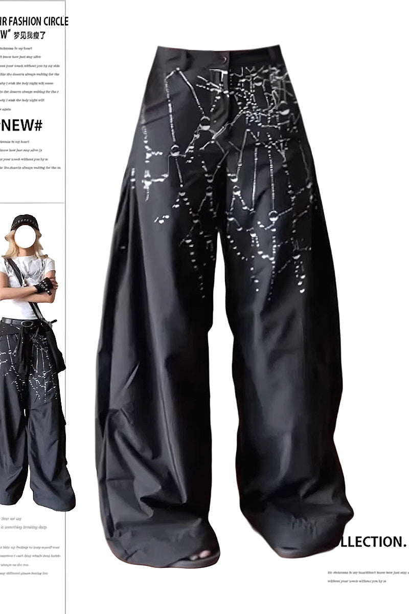 Y2K Street Goth Loose Wide Leg Pants