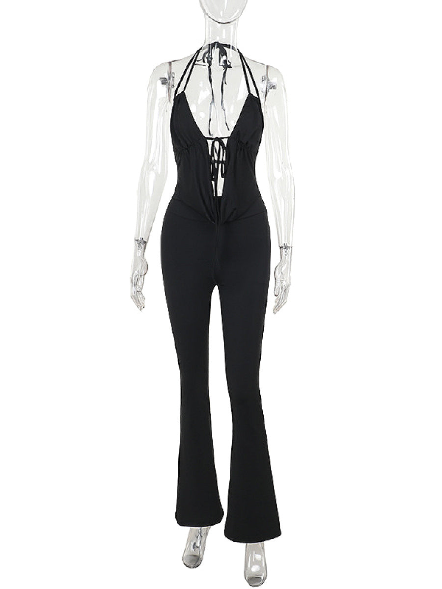 Deep V Neck Halter Jumpsuit for Women