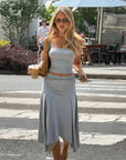 Asymmetrical Sleeveless Crop Top and Ruffled Skirt Set