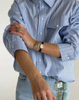 Autumn European and American Design Striped Shirt