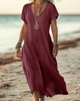 Comfortable V-Neck Midi Dress for Women