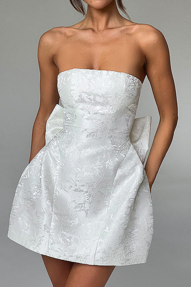 Summer Fashionable Strapless Mini Dress with Bow