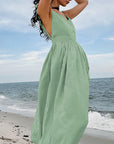 Summer Sexy Casual Khaki Cotton Linen Dress