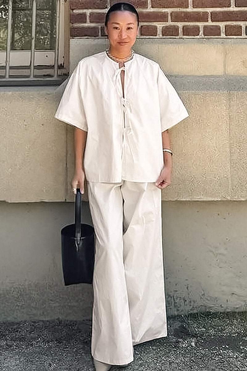 Casual Cotton Tie-Up Set in Apricot