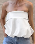 Summer European and American Style White Satin Strapless Top