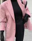 Pink Loose Suede Casual Blazer for Women