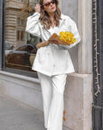 French Vintage Elegant Striped Suit Set for Women