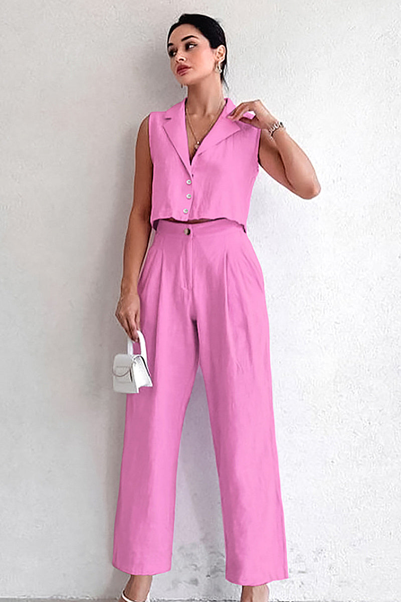 French Cotton Linen Stylish Casual Set