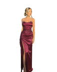 Fashionable Sexy Low-Cut Asymmetrical Satin Dress