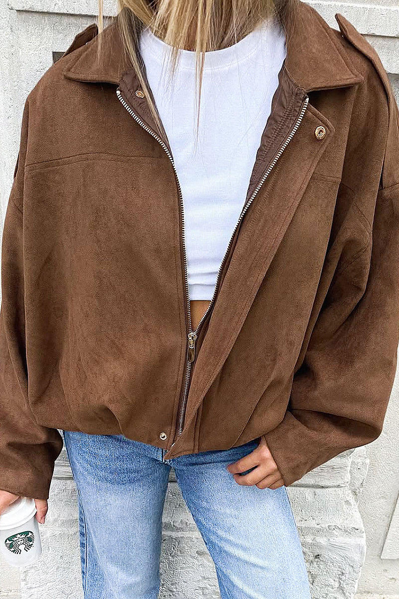 Retro Design Suede Jacket for Women