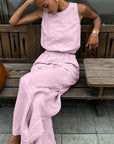 Summer Cotton Linen Two-Piece Set for Women