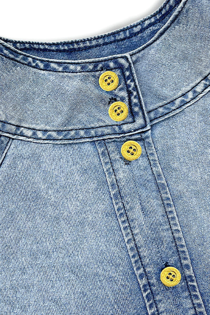 Lightweight Loose Women's Denim Shirt with Bow