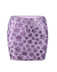 Fashionable Low Waist Zipper Mini Skirt with Sequins