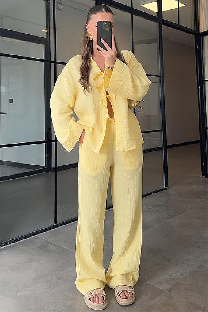 Chic Bow Tie Casual Set for Women