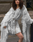 Lace Sheer Long Sleeve Short Dress