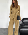 Casual Khaki Two-Piece Set for Women
