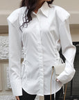 Stylish White Shirt with Shoulder Pads for Women
