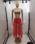 Sexy Sheer Pleated Skirt with Lace for Nightclub