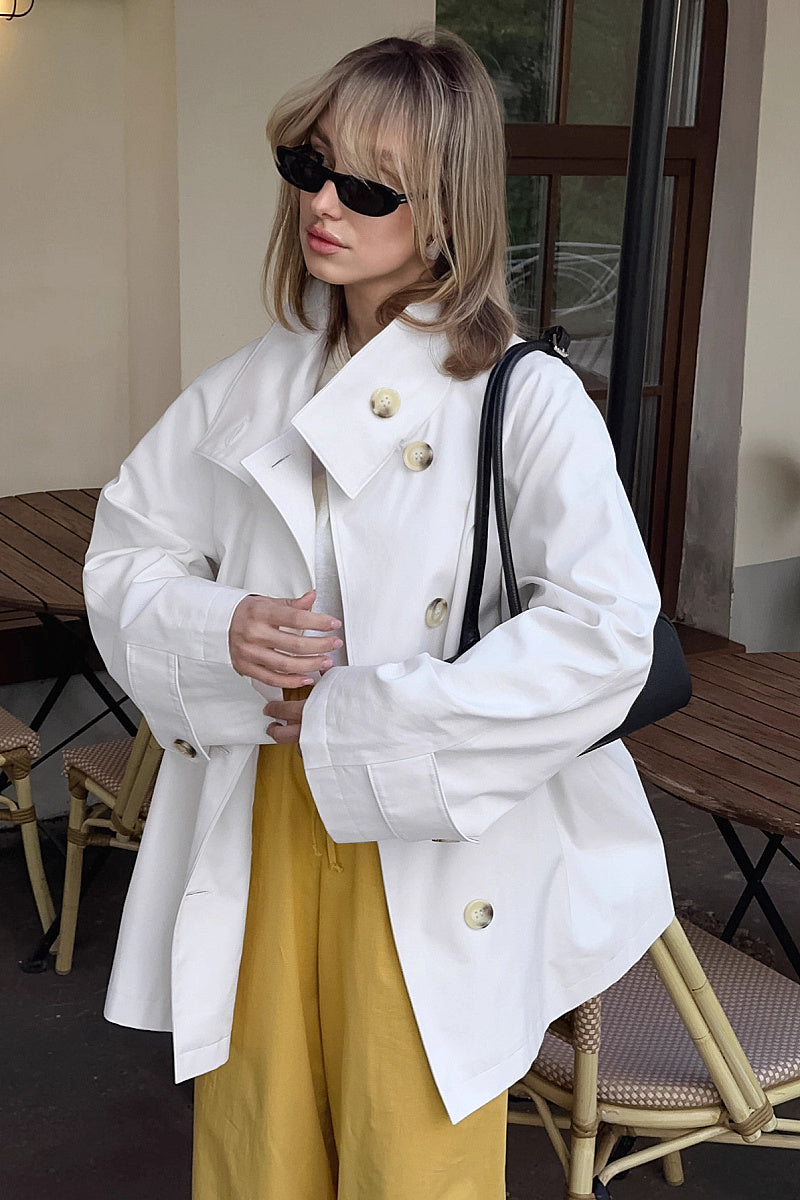 Vintage White Long Coat for Women