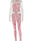 Trendy Printed Two-Piece Set with Backless Pants