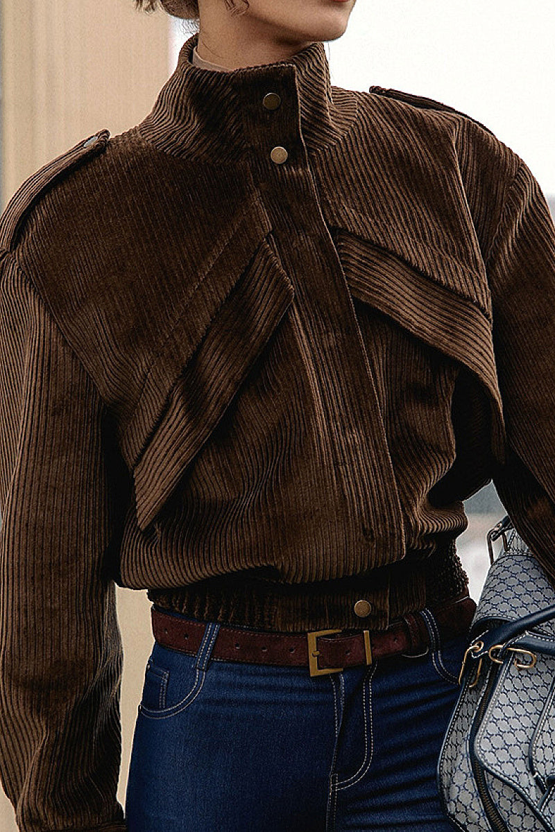 Winter New Brown Motorcycle Jacket for Women