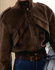 Winter New Brown Motorcycle Jacket for Women