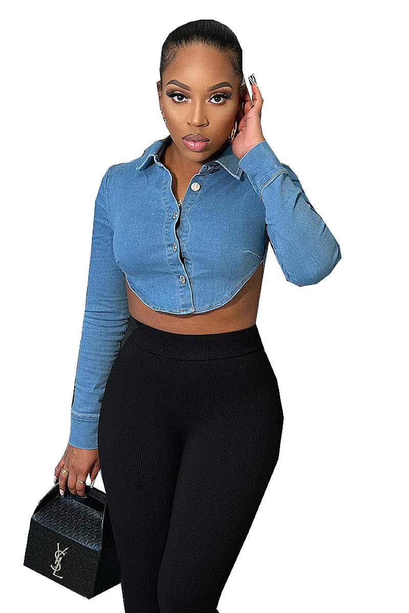 Trendy Water-Washed Denim Jacket for Women
