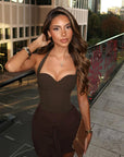 Stylish Halter Neck Slim Fit Vest Set