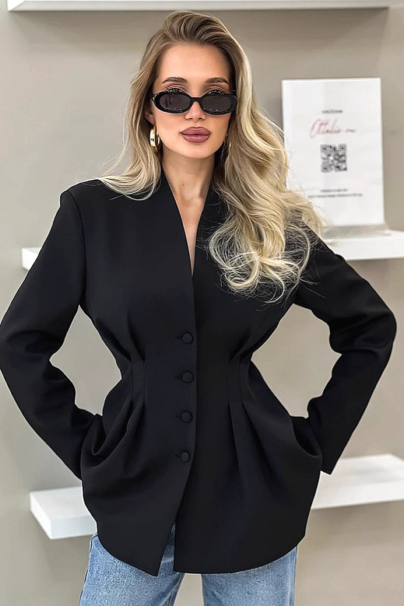 Elegant Slim Fit V-Neck Blazer for Women