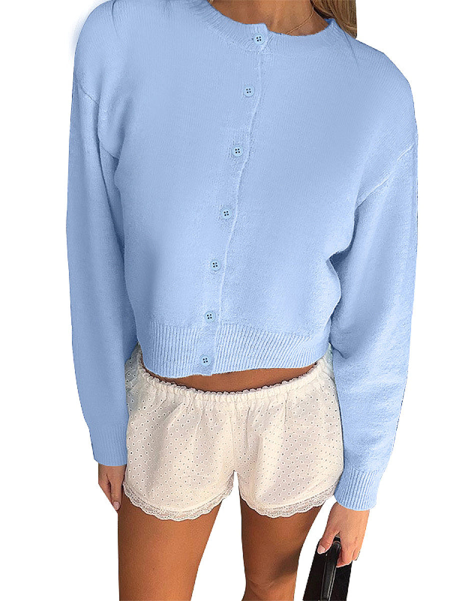 Casual Solid Color Cardigan Sweater for Women